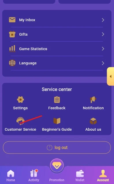 Click on customer service